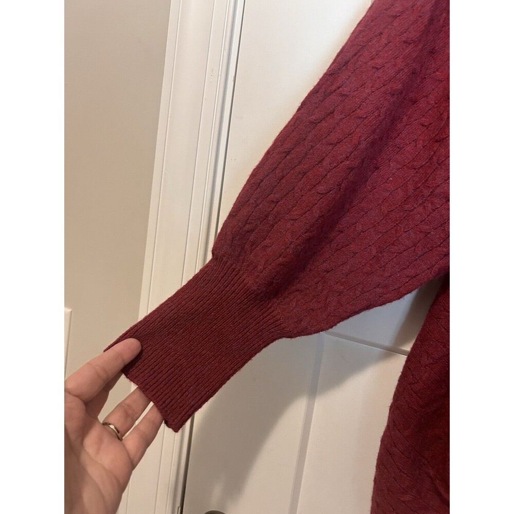 Bloomchic Red Pink Cable Knit Wrap Sweater Size 22/24  3X 3/4 Sleeve Tunic Top - Picture 3 of 5